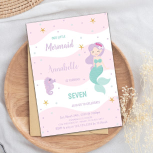 Seventh Birthday Mermaid Invitation