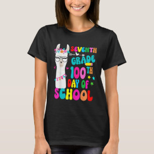 Seventh Grade 100 Days Smarter No Prob Llama Teach T-Shirt
