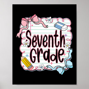 Seventh Grade Back To School For Girls Pink Notebo Poster