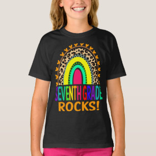 Seventh Grade Rocks Rainbow Leopard Back To School T-Shirt