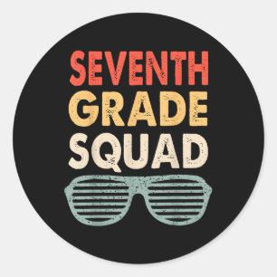 Seventh Grade Squad Crew Back To School 7th Grade Classic Round Sticker