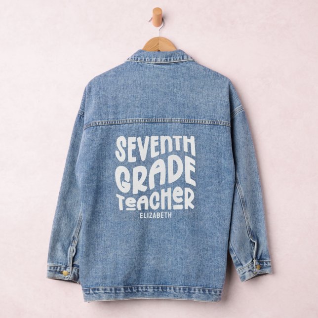 Seventh Grade Teacher Appreciation Custom Denim Jacket (Hangar)