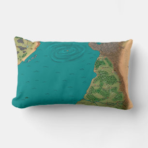 Seventh Night World Map Lumbar Pillow