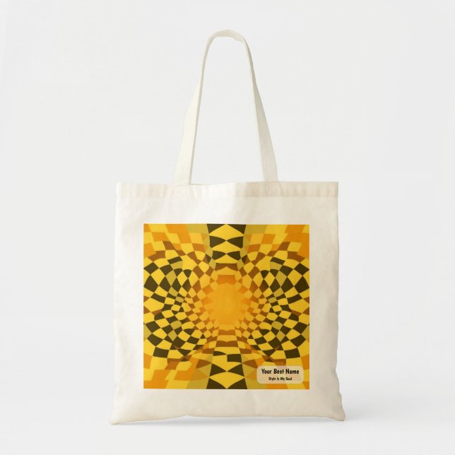 Seventies Abstract Optical Illusion Decor Tote Bag (Front)