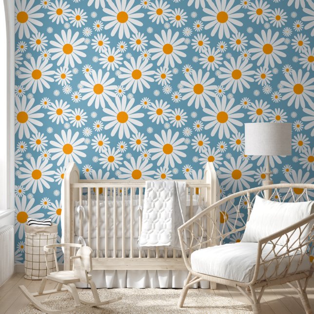 Seventies Daisies retro flower pattern Wallpaper (Kids)