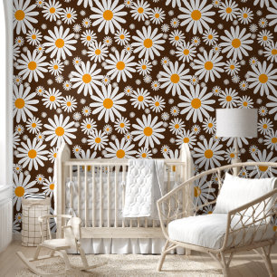 Seventies retro flower pattern wallpaper