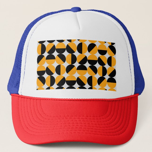 Seventies style, geometric half circles. trucker hat (Front)