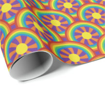 Seventies Style Rainbows and Sun Graphic Pattern