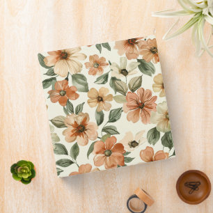 Seventies Vibes Orange Cream Flowers Binder