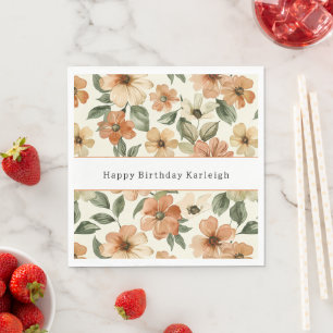 Seventies Vibes Orange Green Groovy Birthday Napkin