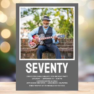 Seventy 70th Birthday Bold Type Photo Invitation