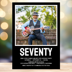 Seventy 70th Birthday Bold Type Photo Invitation