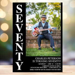 Seventy 70th Birthday Bold Type Photo Invitation