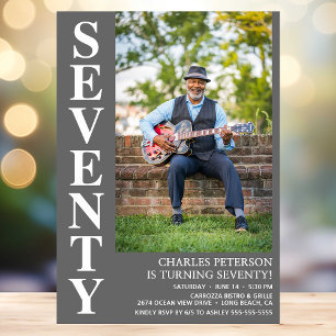 Seventy 70th Birthday Bold Type Photo Invitation