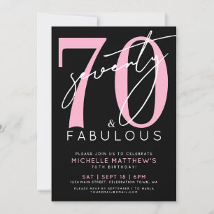 Seventy And Fabulous 70th Birthday Party Invitation