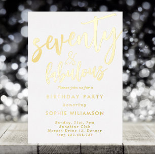 Seventy and fabulous gold foiled birthday 