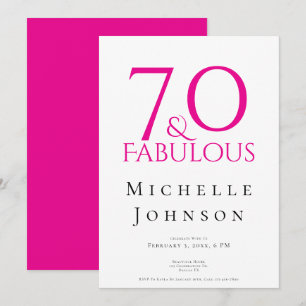 Seventy and Fabulous Minimal Pink 70th Birthday Invitation