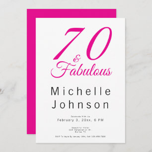 Seventy and Fabulous Minimal Pink 70th Birthday Invitation