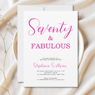 Seventy and Fabulous Pink 70th Birthday Party Invitation