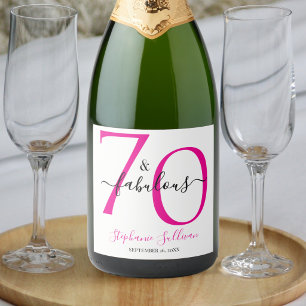 Seventy and Fabulous Pink 70th Birthday Party Sparkling Wine Label
