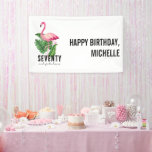 Seventy and Fabulous Pink Flamingo 70th Birthday Banner<br><div class="desc">Cheers to 70 years of sparkle,  sass,  and fabulous flamingo flair! This adorable birthday party banner features a chic pink flamingo and bold “Seventy & Fabulous” lettering,  making it the perfect party favour or gift for the birthday queen who’s aging like fine wine.</div>
