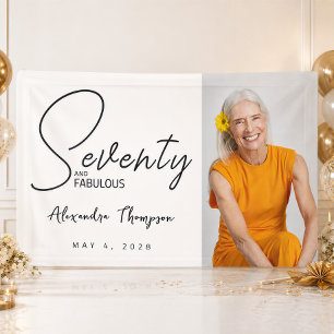 Seventy and Fabulous Script 70th Birthday Party Banner