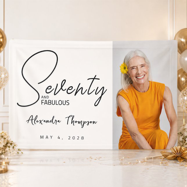 Seventy and Fabulous Script 70th Birthday Party Banner (Creator Uploaded)