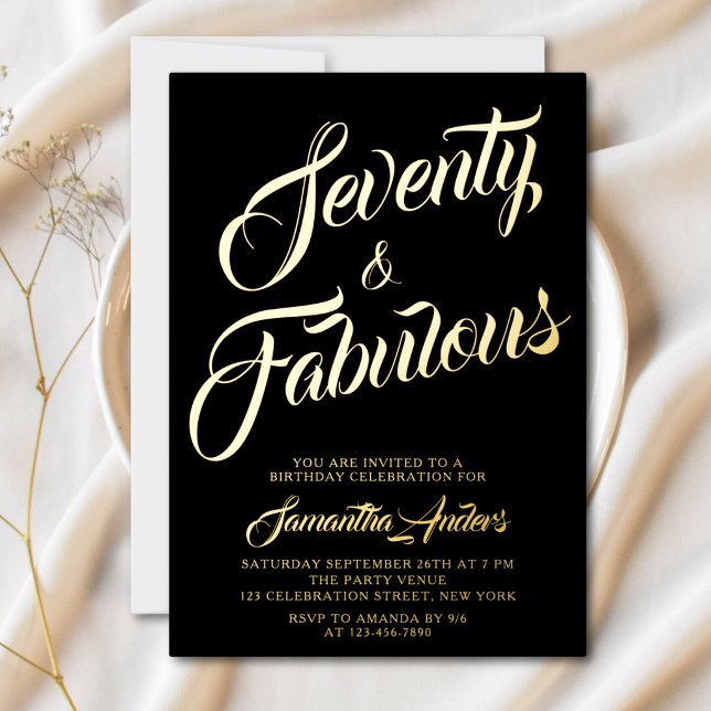 Seventy and Fabulous Script Birthday Black Gold (Creator Uploaded)