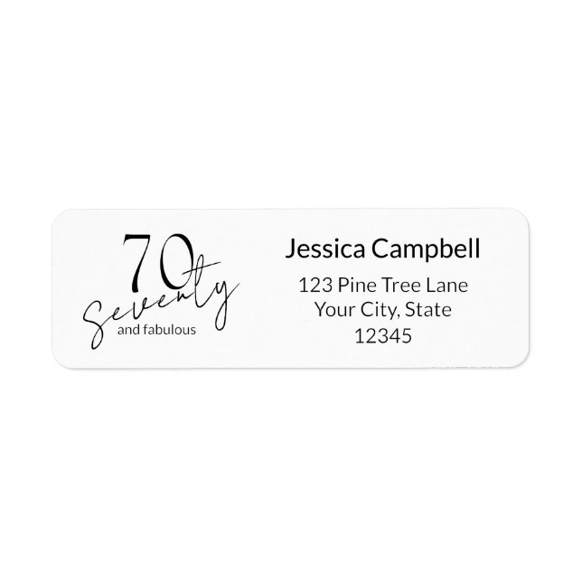 Seventy and Fabulous Script Black 70th Birthday (Front)