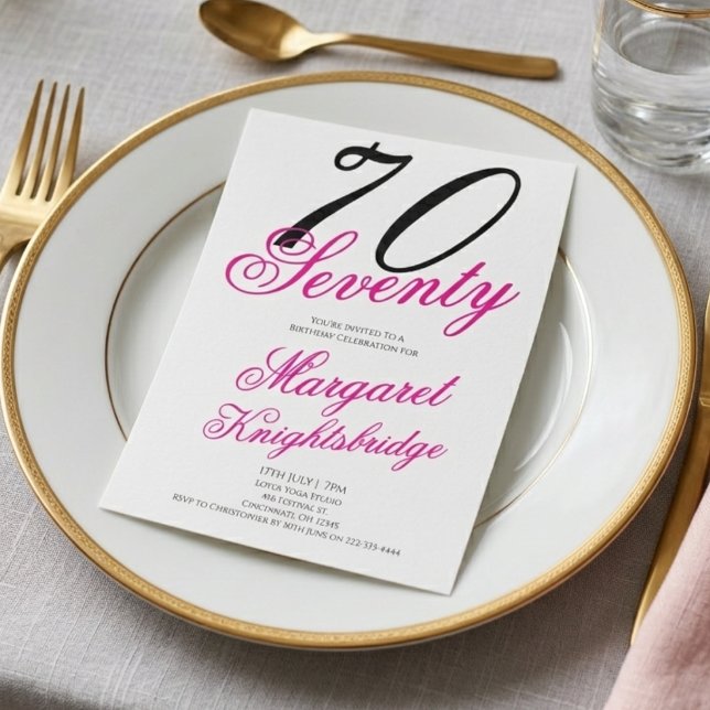 Seventy and Fabulous Script Pink 70th Birthday Invitation (Creator Uploaded)
