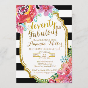 Seventy and Fabulous watercolor Invitation