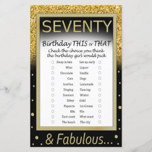 Seventy Birthday This or That Game