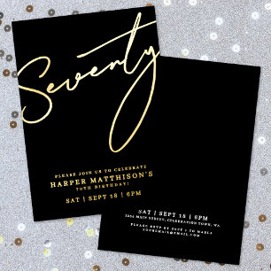 Seventy Black 70th Birthday Gold