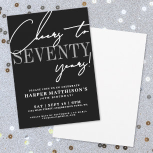 Seventy Black 70th Birthday Party Invitation