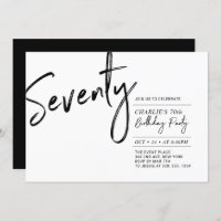 Seventy | Black & White Modern 70th Birthday Party