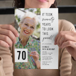 Seventy Chic Photo 70th Birthday Party Invitation<br><div class="desc">Create unforgettable moments with our modern 70th birthday party invitations! Characterized by a sophisticated white background and an amusing saying - 'It took seventy years to look this good!', these invites also offer a convenient text template you can customize easily. Add in the celebrant's photo, and you've got an invitation...</div>