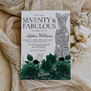 Seventy & Fabulous Emerald Green 70th Birthday Invitation