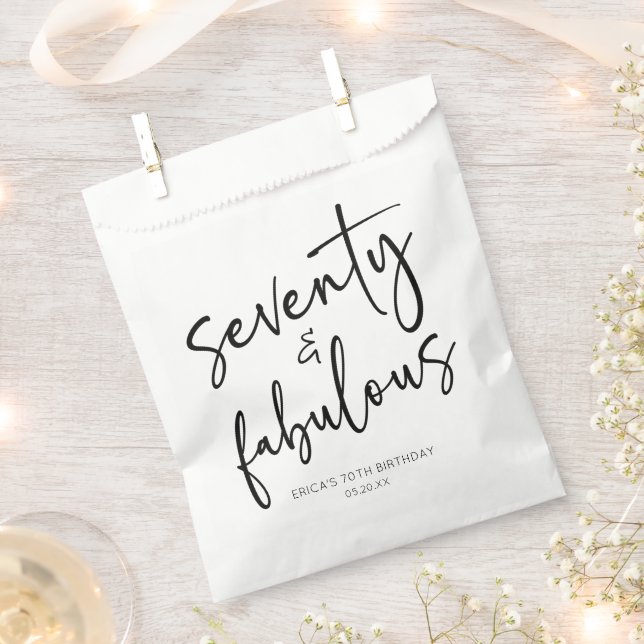 Seventy & Fabulous Minimal 70th Birthday Party Favour Bag (Clipped)
