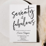 Seventy & Fabulous Minimal 70th Birthday Party Invitation<br><div class="desc">This is a Seventy & Fabulous Minimal Minimalist Black White 70th Birthday Party Invitation!</div>
