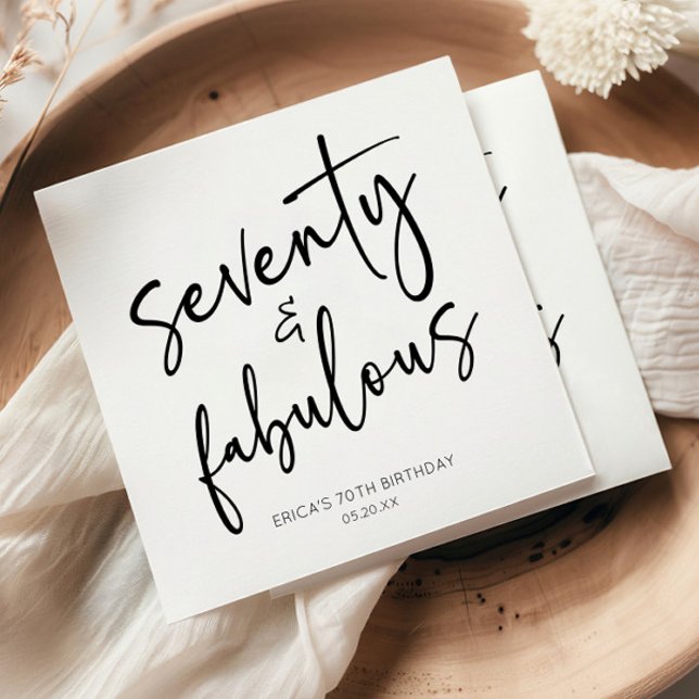 Seventy & Fabulous Minimal 70th Birthday Party Napkin (Creator Uploaded)