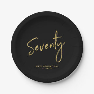 Seventy Gold Lettering 70th Birthday Party Paper P Plate