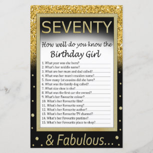 Seventy How well do you know the birthday girl