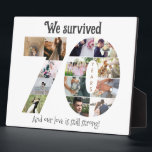Seventy Year Wedding Anniversary Photo Plaque<br><div class="desc">Commemorate your seven years of marriage with our Seven-Year Wedding Anniversary Photo Collage Tabletop Plaque with Easel. This elegant collage beautifully arranges 13 cherished photos in the shape of a number "70", allowing you to relive the special moments from each month of your journey as a married couple. Expertly printed...</div>
