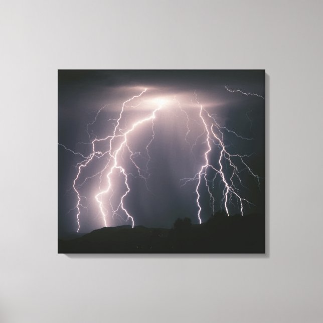 Several cloud to ground lightning flashes from a t canvas print (Front)