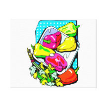 Several peppers and veggies graphic stretched canvas prints