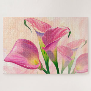 Several Pink Calla Flowers Painting Jigsaw Puzzle