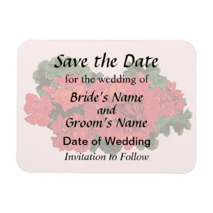 Several Red Geraniums Save the Date Magnet