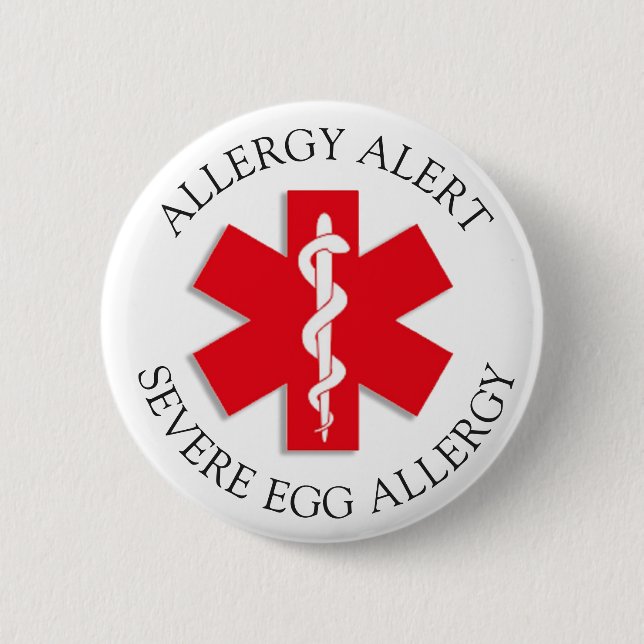 Severe EGG Allergy Alert Button (Front)