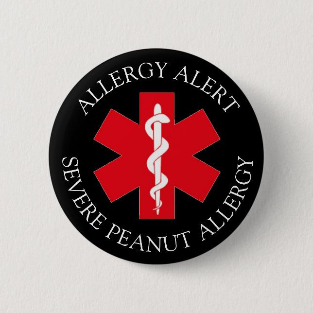 Severe Peanut Allergy Alert Button (Front)