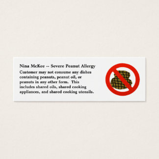 Severe Peanut Allergy Profile Card for Restaurants